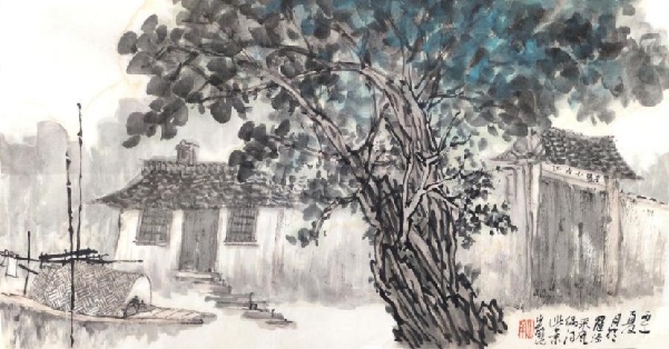 艺术点亮乡村丹青绘就振兴新貌——“艺术点亮乡村”书画展在宝山罗泾镇花红村成功举办